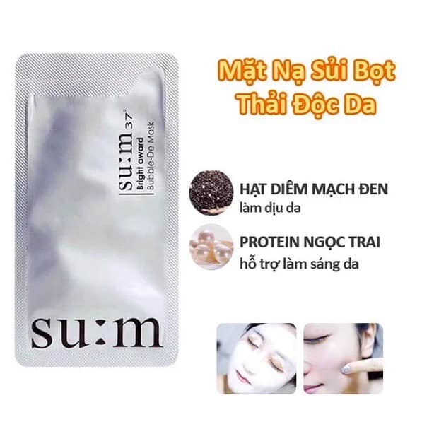 Mặt Nạ Sủi Bọt Thải Độc Sum37 Bright Award Bubble De Mask 2