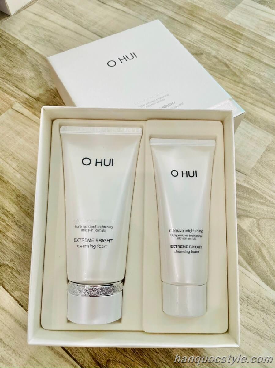 Sét Sữa Rửa Mặt Ohui Trắng Ohui Extreme Bright Cleansing Foam 2