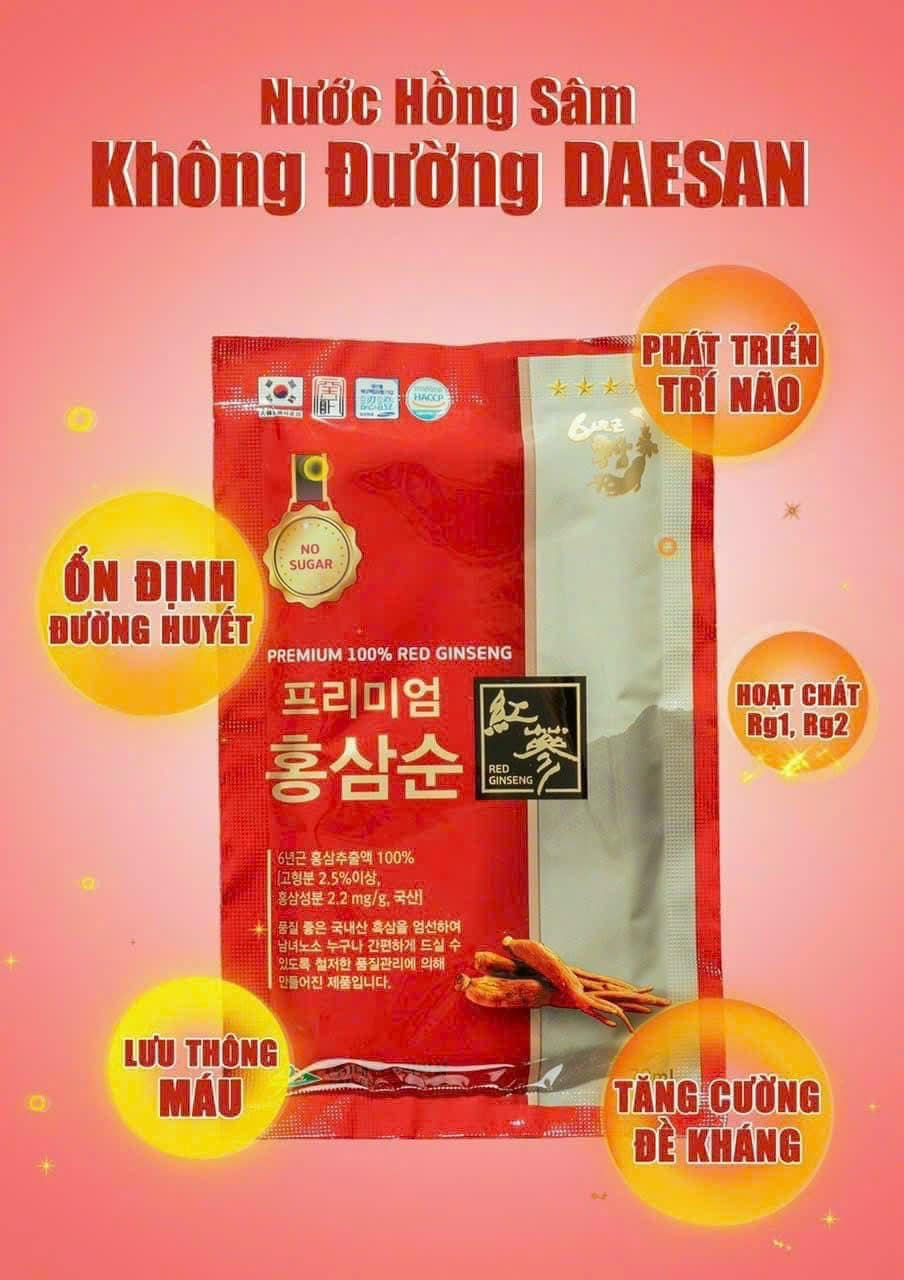 Nước Hồng Sâm Không Đường Daesan 3