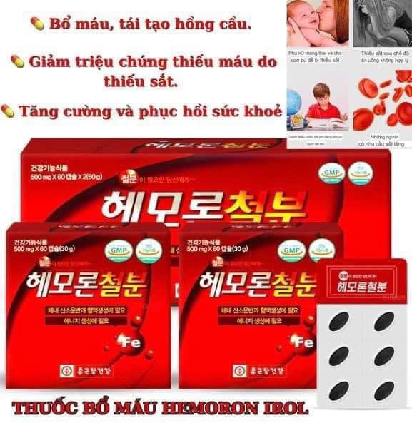 VIÊN UỐNG BỔ SUNG SẮT FE BỔ MÁU HEMORON IROL 1
